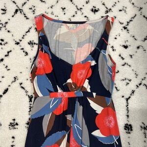 Boden Navy Maxi Dress with Red Floral Print